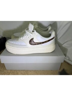 Nike Court Vision Alta Platform White Leopard DO2791-100 Womens Size 10.5